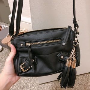 Black rivet mini crossbody bag